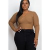 Slickblue Plus Size Ribbed Wrap Front Long Sleeve Top, Stretch Fit, Casual Style, Multiple Color Options, Size 1XL-3XL - 2 of 4