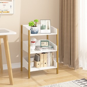 VECELO Wood Industrial Bookshelf, Small Bookcase, 3-Tier Open Storage Shelf Organizer, Shelving Unit for Living Room or Classroom, White - 1 of 4