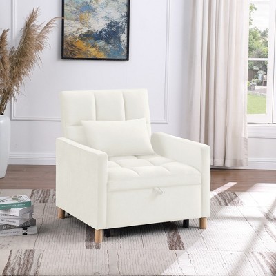 Sleeper Chair Bed, Convertible Chair Bed With Pillow, 3-angle Adjustable Backrest, 330 Pounds Bearing Capacity Multi-Functional Lounge Chaise