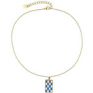Slate by Rebl Enamel Pendant Necklace Stainless Steel with Blue and White Pendant - 1 of 4