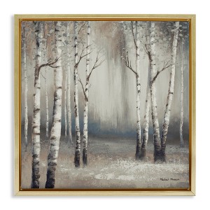Stupell Industries Misty Birch Tree Forest Landscape Floating Frame Canvas Art - 1 of 4