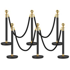Coucheta Stanchion Posts with 2x5FT Velvet Ropes, Crowd Control Barrier Set for Queue, Party, Red Carpet, Grand Opening, Casino, Event Decorations - 1 of 4