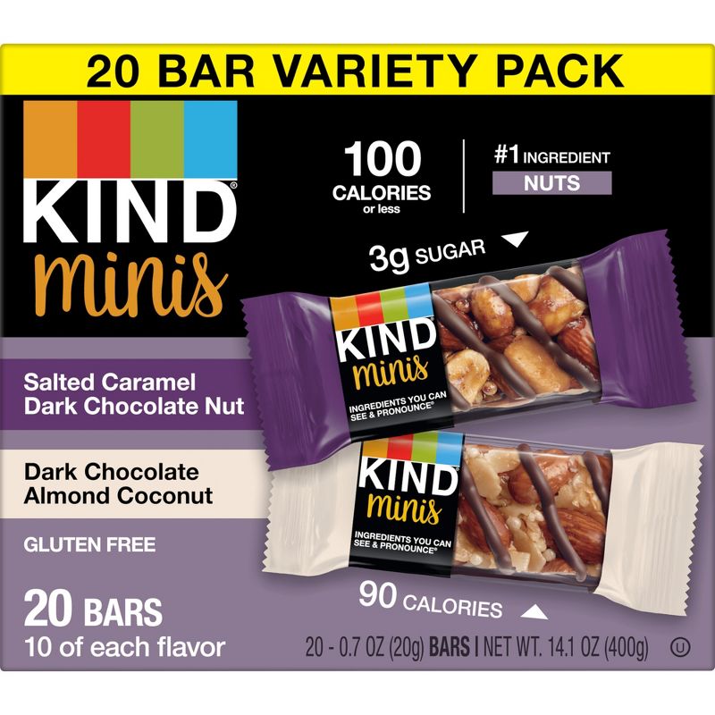 KIND Minis Salted Caramel Dark Chocolate + Dark Chocolate Almond Coconut - 14.1oz/ 20ct, 3 of 10