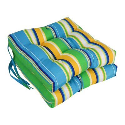 Blazing Needles, 16-inch Spun Polyester Patterned Outdoor Square Tufted Chair Cushions (Set of 2)