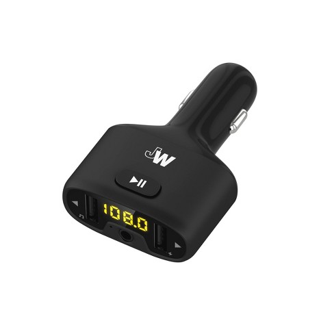 Just Wireless Fm Transmitter (3.5mm) With 2.4a/12w 2-port Usb Car Charger -  Black : Target