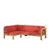 GDFStudio Caspian Outdoor Acacia Wood Left Facing 4 Seater 88.5" Sectional Sofa with Cushions - 3 of 4