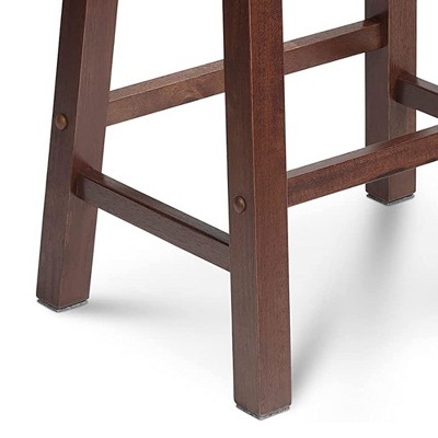 Classic Modern 24" Walnut Wood Saddle-Seat Counter Stool