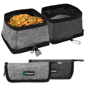 PetAmi Collapsible Dog Bowls 2 Pack, Food and Water Travel Set, Portable Pet Dish No Spill, Foldable Lightweight BPA Free Leakproof - 1 of 4