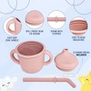 LunaLulinlk 2 pack Silicone Sippy Cups with Straws for Babies and Toddlers (Rose Quartz/Sky) - 2 of 4