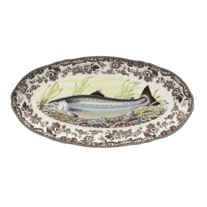 Spode Woodland Fish Dish - Traditional British Country Serveware, Wildlife Scene with Floral Border, 18.5 In Fine Porcelain Platter - Dishwasher Safe - 1 of 4