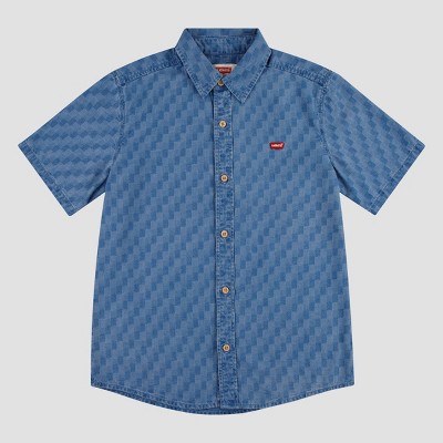 Levi's® Boys' Short Sleeve Classic Woven Button-Down Shirt - Medium Blue