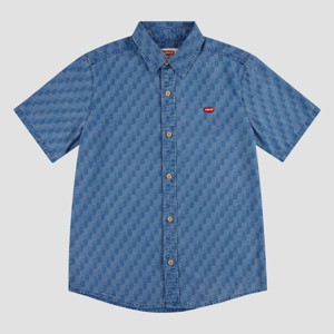 Levi's® Boys' Short Sleeve Classic Woven Button-Down Shirt - Medium Blue - 1 of 3