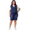 Agnes Orinda Women's Plus Size Sleeveless V Neck Button Down Casual Denim Vest - 3 of 4