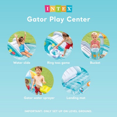 Intex Gator Inflatable Kiddie Pool with Slide and Sprinkler