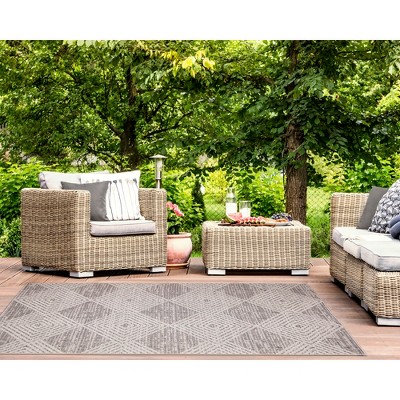 Modern Diamond Silver Handmade Flat Woven Rectangular Rug