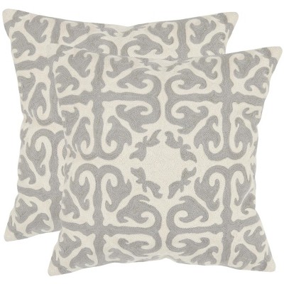 Moroccan Pillow (Set of 2) - Light Grey - 18"X18" - Safavieh