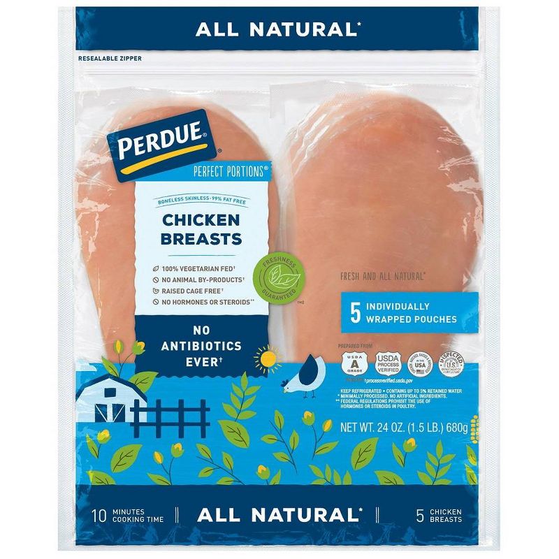 Perdue Perfect Portions Boneless Skinless All Natural Chicken Breasts - 1.5lbs, 1 of 10