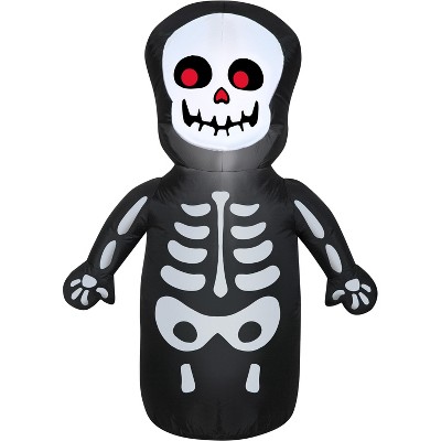 Gemmy Airblown Happy Skeleton, 3.5 ft Tall, Multicolored