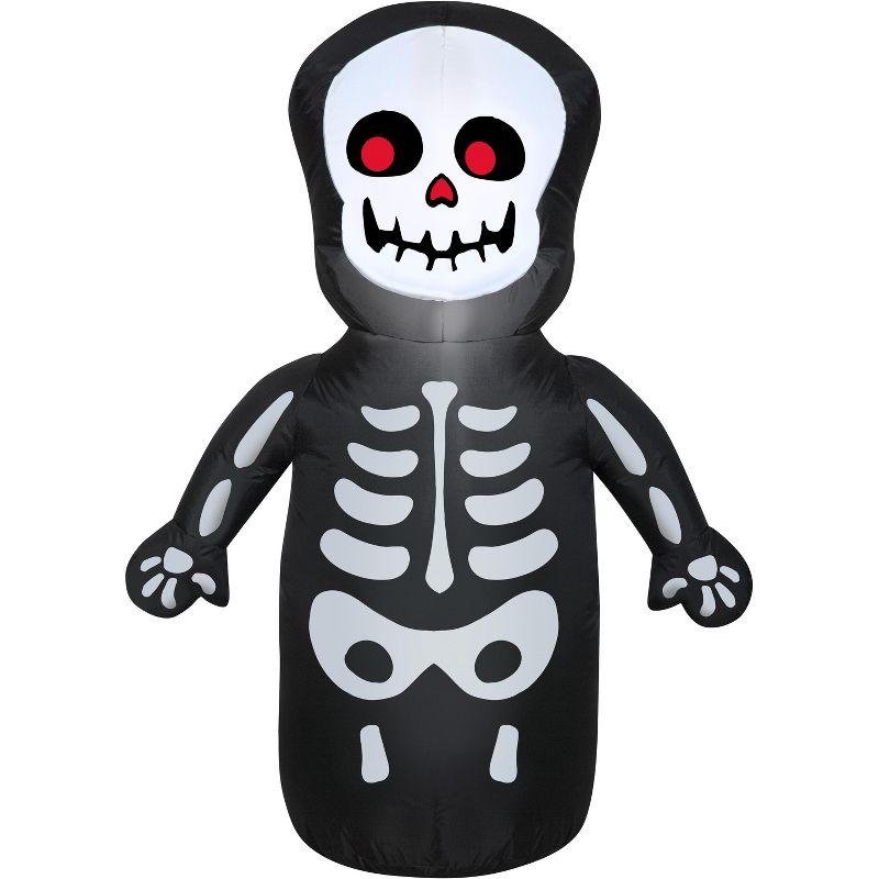 Gemmy Airblown Inflatable Happy Skeleton, 3.5 ft Tall, Multicolored, 1 of 5