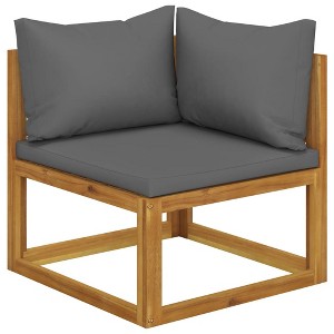 vidaXL Sectional Corner Sofa & Dark Gray Cushion Solid Acacia Wood - 1 of 4
