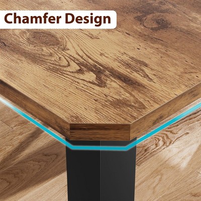 Industrial Black and Brown MDF Dining Table for 6-8 People