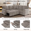 81" Chenille Convertible L-Shaped Sleeper Sectional Sofa with Pull-Out Bed, Storage Seat, USB & Type-C Charging Ports, Cup Holders - 4 of 4