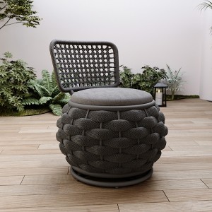 POVISON Modern Round Outdoor Swivel Lounge Chair, Balck Wicker Sofa with Metal Frame, Weather Resistant, Fully Assembled - 1 of 4