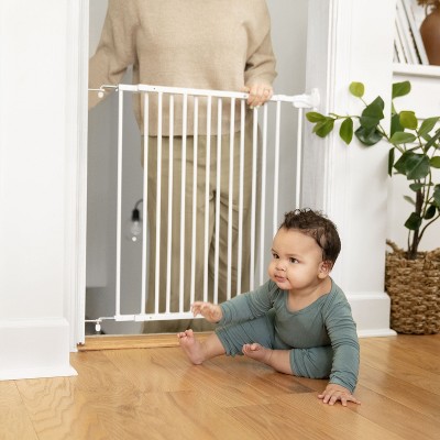 White Metal Swinging Stairway Baby Gate, 28-42 Inches