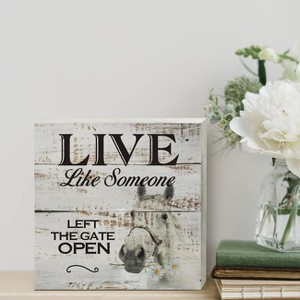 Inspirational Wooden Box Sign Desk Decor Retro Live Like Someone Horse Wood Block Plaque with Quotes - 1 of 4