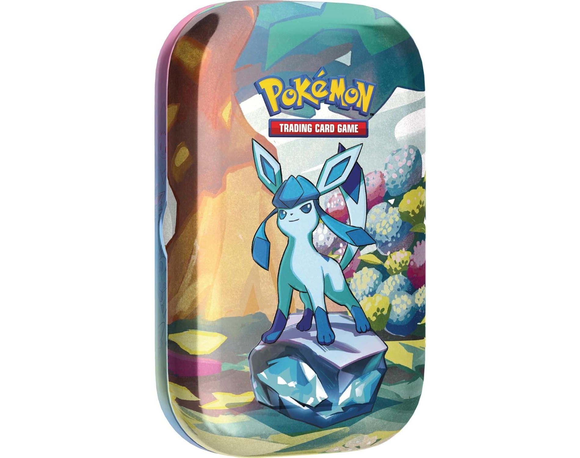 Pokemon TCG: Scarlet & Violet —Prismatic Evolutions Mini Tin - Glaceon (2 Booster Packs & 1 Coin)