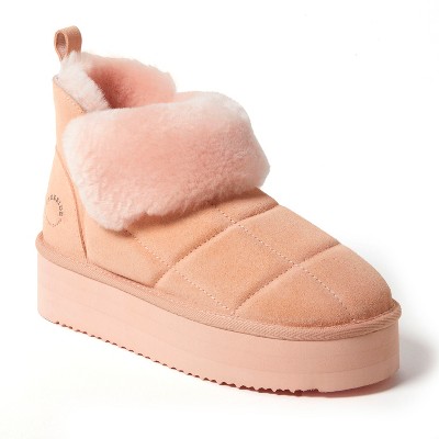 Fireside by Dearfoams Women's Bayswater Genuine Shearling Quilted Platform Bootie