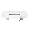 YOOCOZZ Multi-Storage Rectangle Coffee Table with 2 Drawers and Golden Wood Grain Legs - 2 of 4