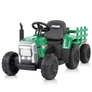 JOYMOR Ride on Tractor with Remote Control, 25W Motors Electric Tractor with Trailer, 12V Battery Powered Ride on car Toy for Boys and Girls (Green) - 1 of 4
