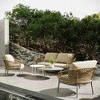 POVISON 28" White Metal Outdoor Round Coffee Table, Weather Resistant Coffee Table for Deck Porch Balcony Backyard Garden - 3 of 4
