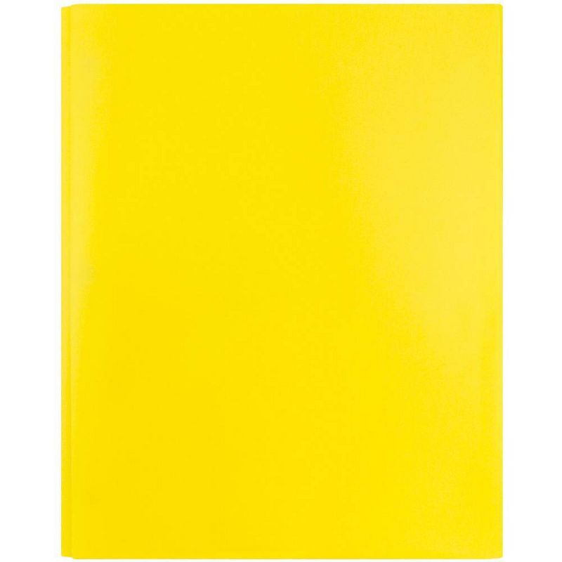JAM 6pk POP 2 Pocket School Presentation Plastic Folders with Prong Fasteners Yellow, 6 of 8