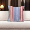 HomeRoots 16" Blue and Red Striped Cotton Throw Pillow - 2 of 4