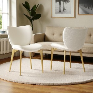 Mshliw Set of 2 PU Leather Dining Chairs with Gold-Plated Carbon Steel Legs, Textured Leather Backrest & Cushioned Seat for Kitchen, Dining Room - 1 of 4