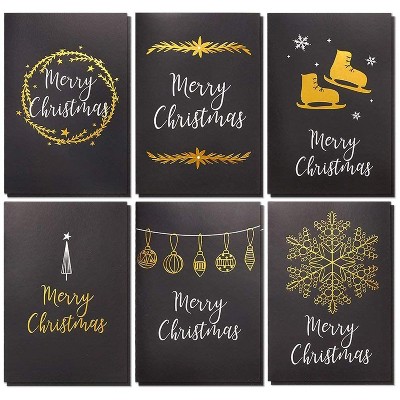 Best Paper Greetings 36-Pack Gold Foil Merry Christmas Cards Assortment with Envelopes, 6 Designs (4 x 6 In)