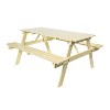 Shoreham 59" Modern Classic Outdoor Wood Picnic Table Benches with Umbrella Hole - 2 of 4