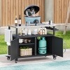 LOVSON 54.5" Outdoor Kitchen Island with Stainless Steel Top, Storage Cabinet, and Spice Rack - Mobile BBQ Grill Cart with Lockable Wheels - 2 of 4