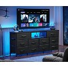 Furnulem 55” Long Dresser for Bedroom TV Stand for 55 to 65 inch TV Black Dresser with 10 Fabric Drawers Chest Center with Power Outlet LED Light - 3 of 4