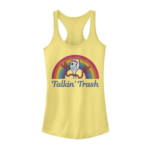 Juniors Womens Toy Story Forky Talkin' Trash Rainbow Racerback Tank Top - image 1 of 3