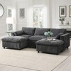 NicBex Modern 86.5" Chenille Sectional Sofa Modular U Shape Sofa Couch with 2 Ottomans for Living Room Apartment, Dark Gray - 3 of 4