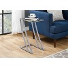 Monarch Specialties Accent Table C-Shaped End Side Snack Living Room Bedroom Metal Tempered Glass Grey Clear Contemporary Modern - 2 of 4