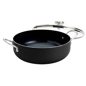 Infuse 6qt Nonstick Aluminum Caldero Black: Hand Wash, Oven-Safe, Gas & Electric Compatible, 15" Diameter, 2-Piece Set - 1 of 3