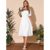 INSPIRE CHIC Women's Eyelet Square Neck Short Puff Sleeve Casual A Line Summer Midi Dress - 3 of 4