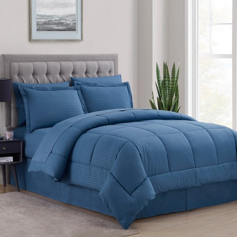 Sweet Home Collection Comforter Set Ultra Soft Faux Suede Fashion Bedding  Sets With Shams, Throw Pillows, And Bed Skirt, King, Denim : Target