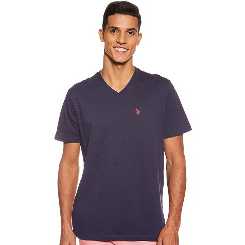 U.s. Polo Assn. Men's Solid V-neck Short Sleeve T-shirt Classic Navy Small  : Target
