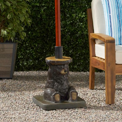 VisioGear Patio Bear Shape Umbrella Stand, Umbrella Base for Yard Poolside, Brown, 13.5"*13.5"*18"