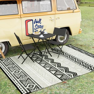 Lahome Waterproof Outdoor Back to College Series Reversible Boho Plastic Straw Mat for Patio,Balcony,Deck - 1 of 4
